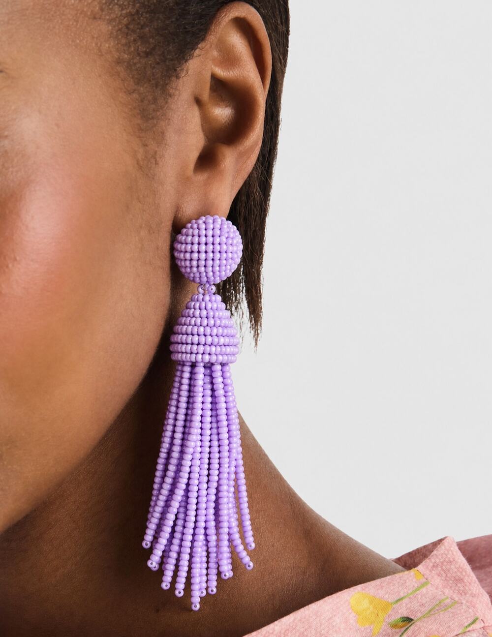 Oscar de la Renta Beaded Tassel Drop Earrings